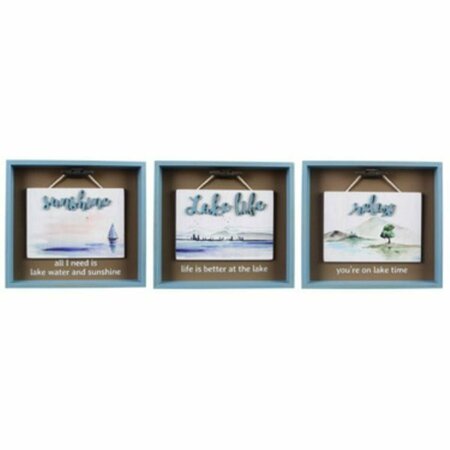 YOUNGS Wood Box with Boat Cleat Hanger Table Sign, Assorted Color - 3 Piece 20600